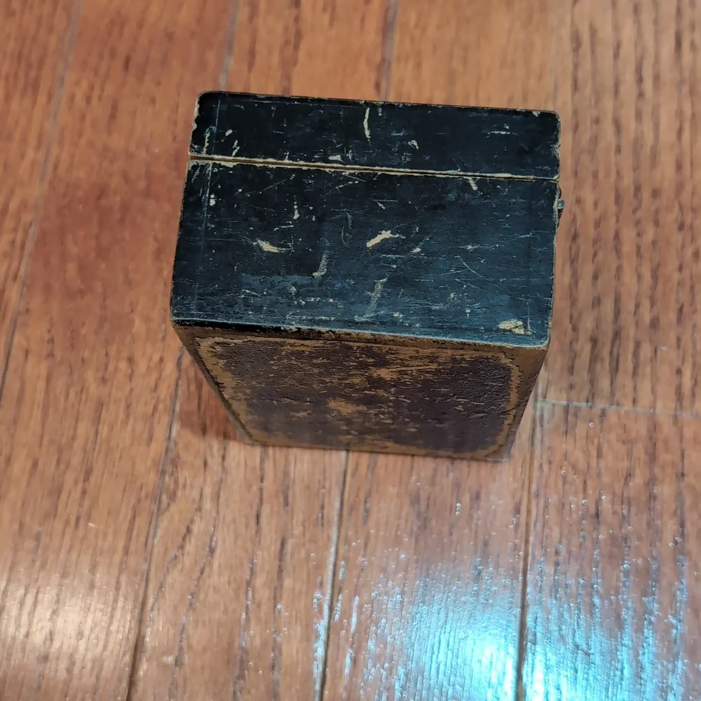 Vintage Wooden Box with Child and Dog Illustration 3 1/4